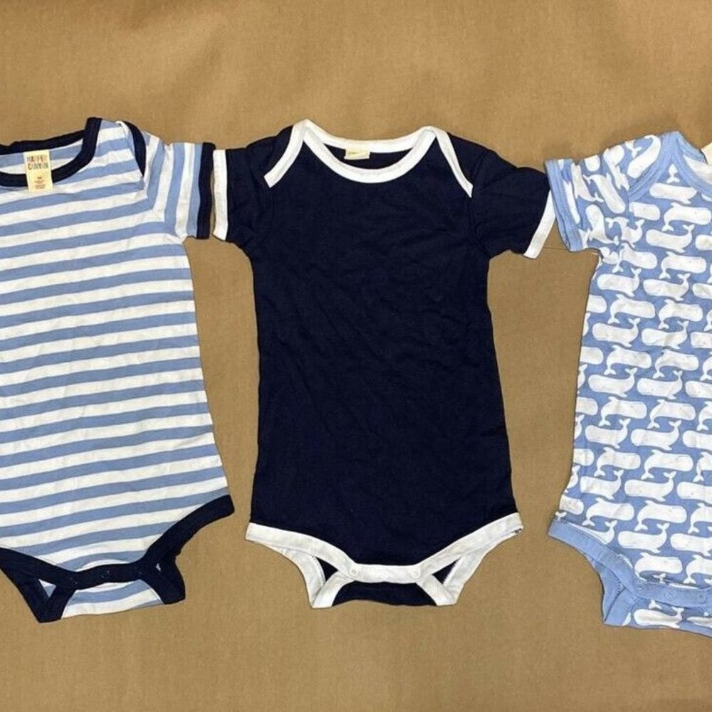 Baby boy 3 blue one piece body suits infant size 3 months Harper Canyon whales
